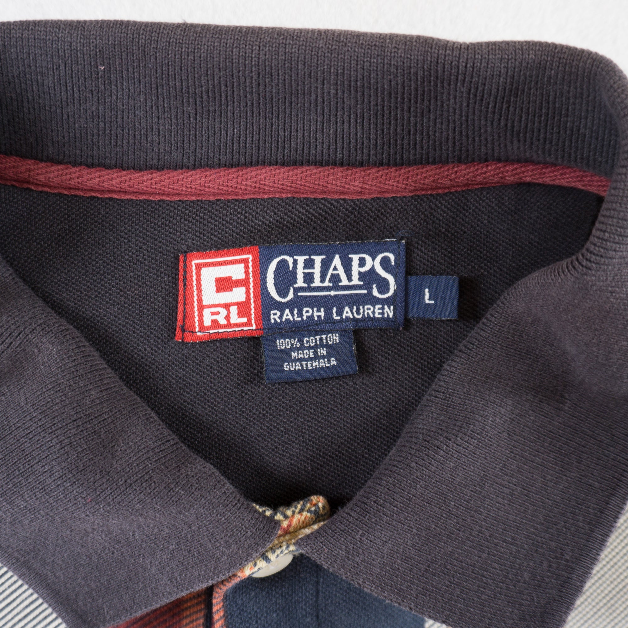 Chaps Ralph Lauren Vintage Карирана Тениска с Яка и Бродирано Лого