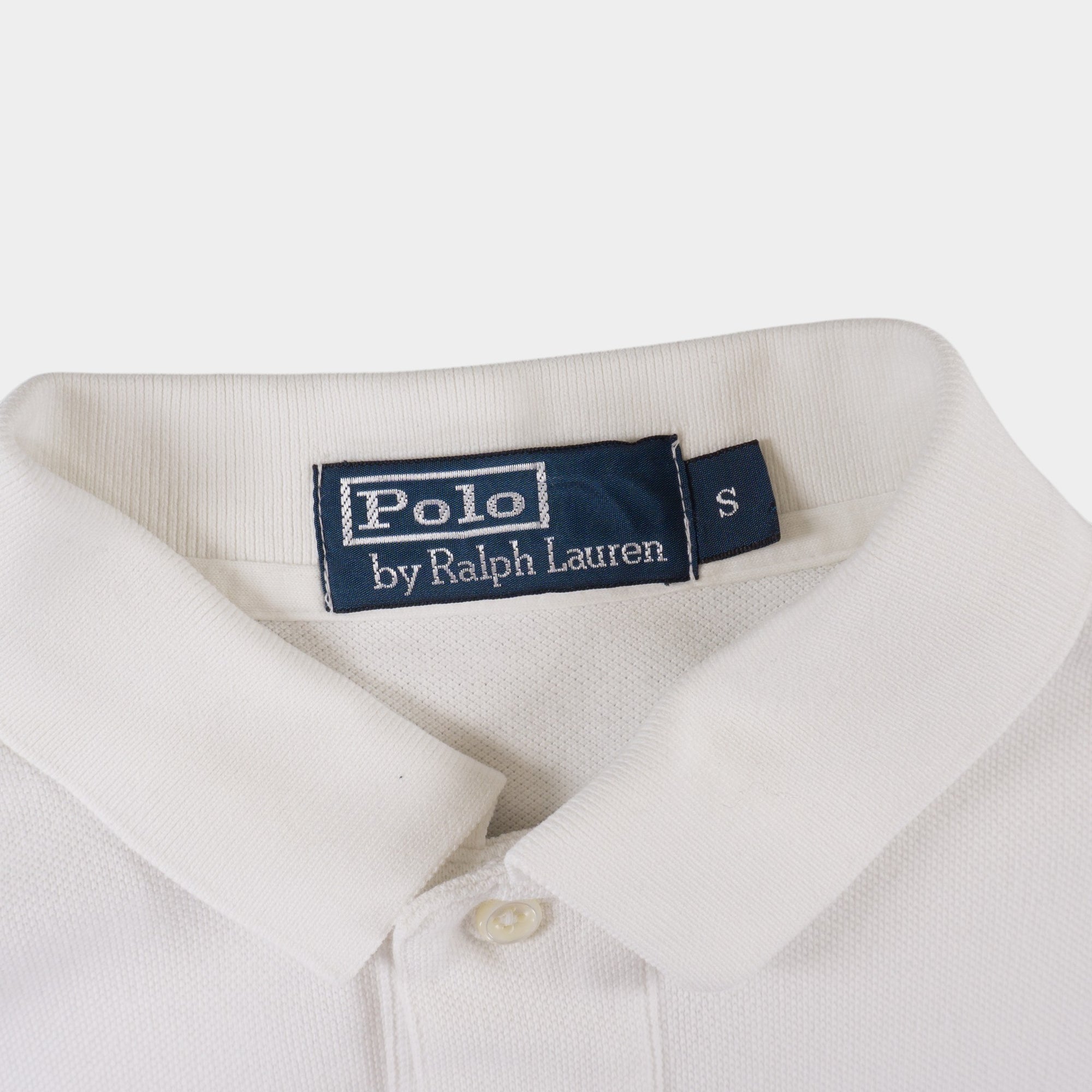 Polo Ralph Lauren Vintage Бяла Тениска с Яка и Бродирано Лого