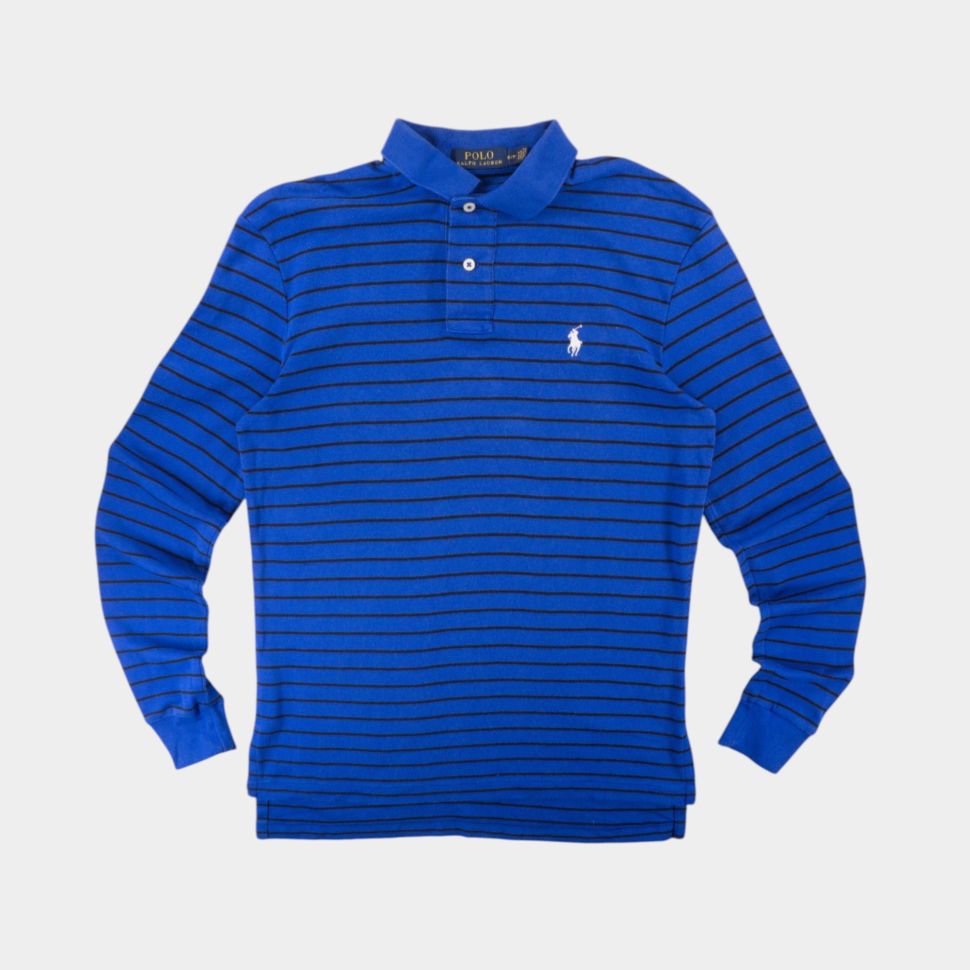 Polo Ralph Lauren Синя Раирана Блуза с Яка и Бродирано Лого