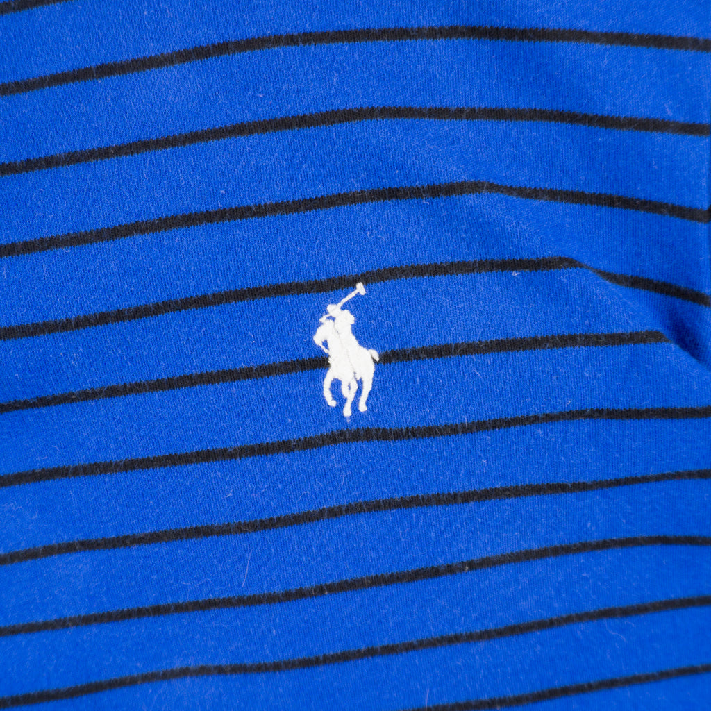 Polo Ralph Lauren Синя Раирана Блуза с Яка и Бродирано Лого
