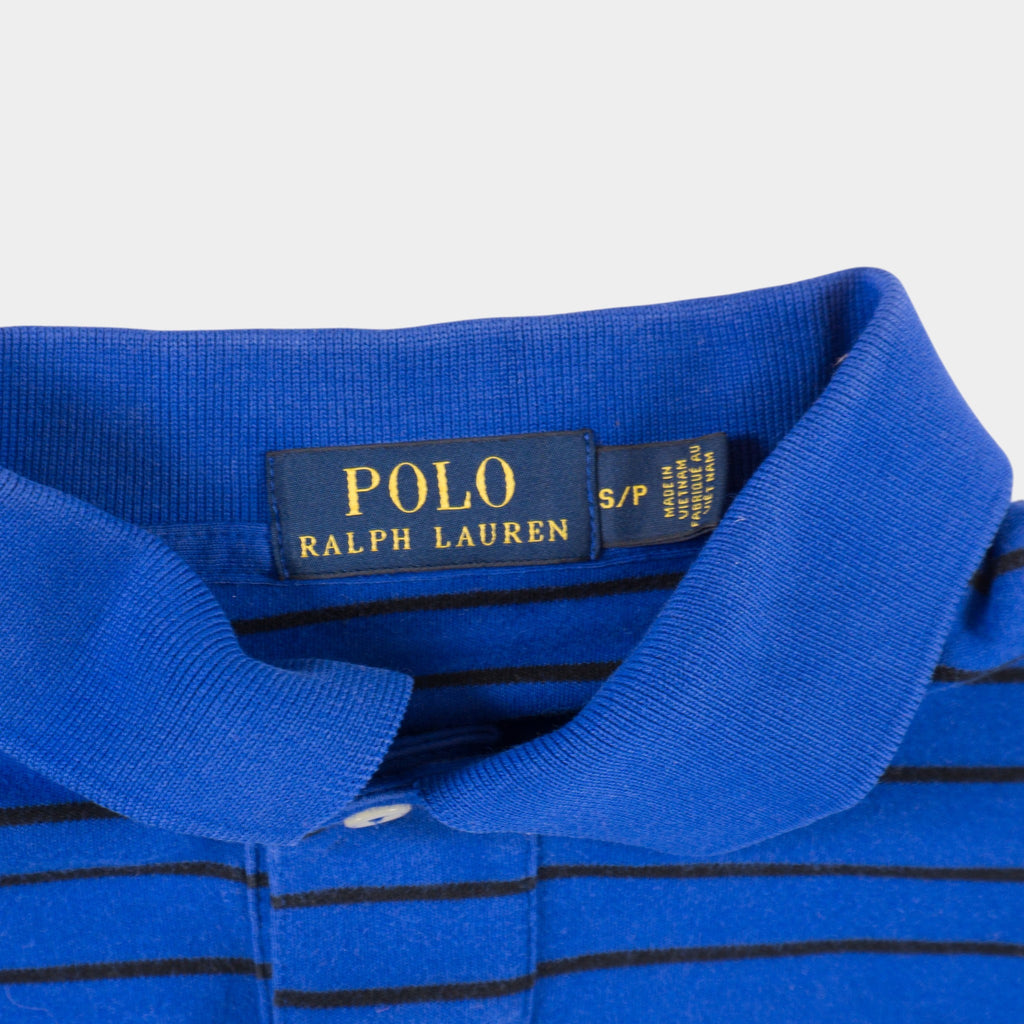 Polo Ralph Lauren Синя Раирана Блуза с Яка и Бродирано Лого