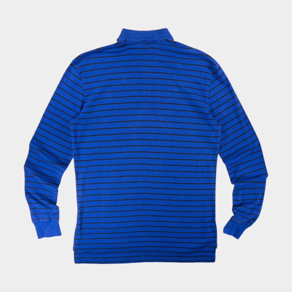 Polo Ralph Lauren Синя Раирана Блуза с Яка и Бродирано Лого