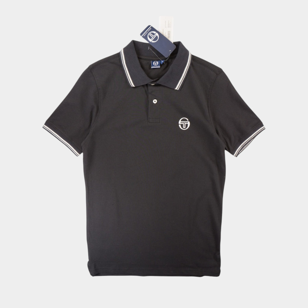 Sergio Tacchini Черна Тениска с Яка и Бродирано Лгоо
