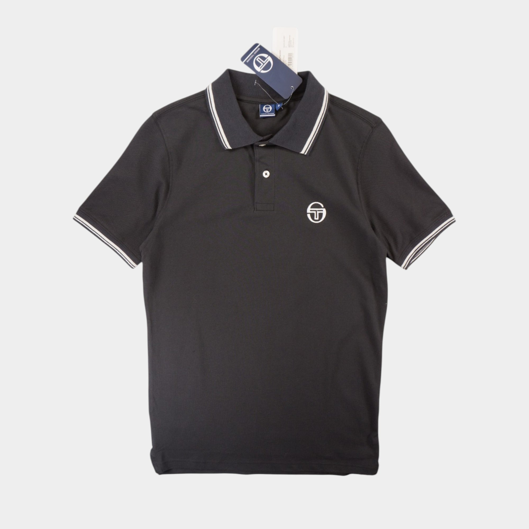Sergio Tacchini Черна Тениска с Яка и Бродирано Лгоо