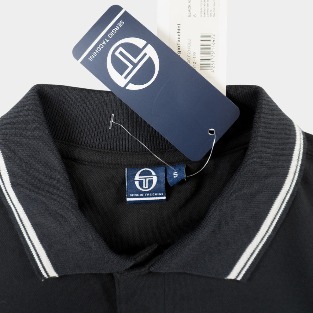 Sergio Tacchini Черна Тениска с Яка и Бродирано Лгоо