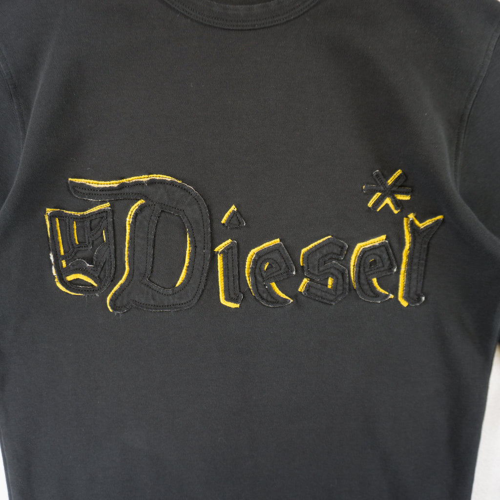 Diesel Vintage Y2K Черна Блуза с Голямо Бродирано Лого