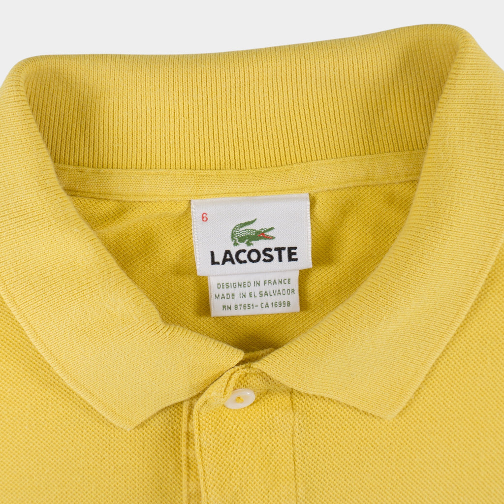 Lacoste Vintage Жълта Тениска с Яка и Бродирано Лого