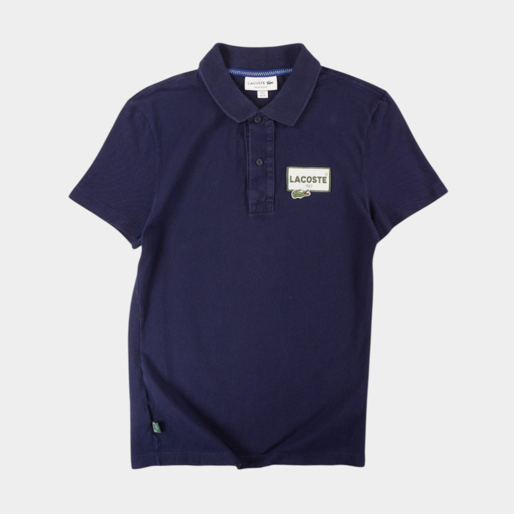 Lacoste Тъмно Синя Тениска с Яка и Бродирано Лого