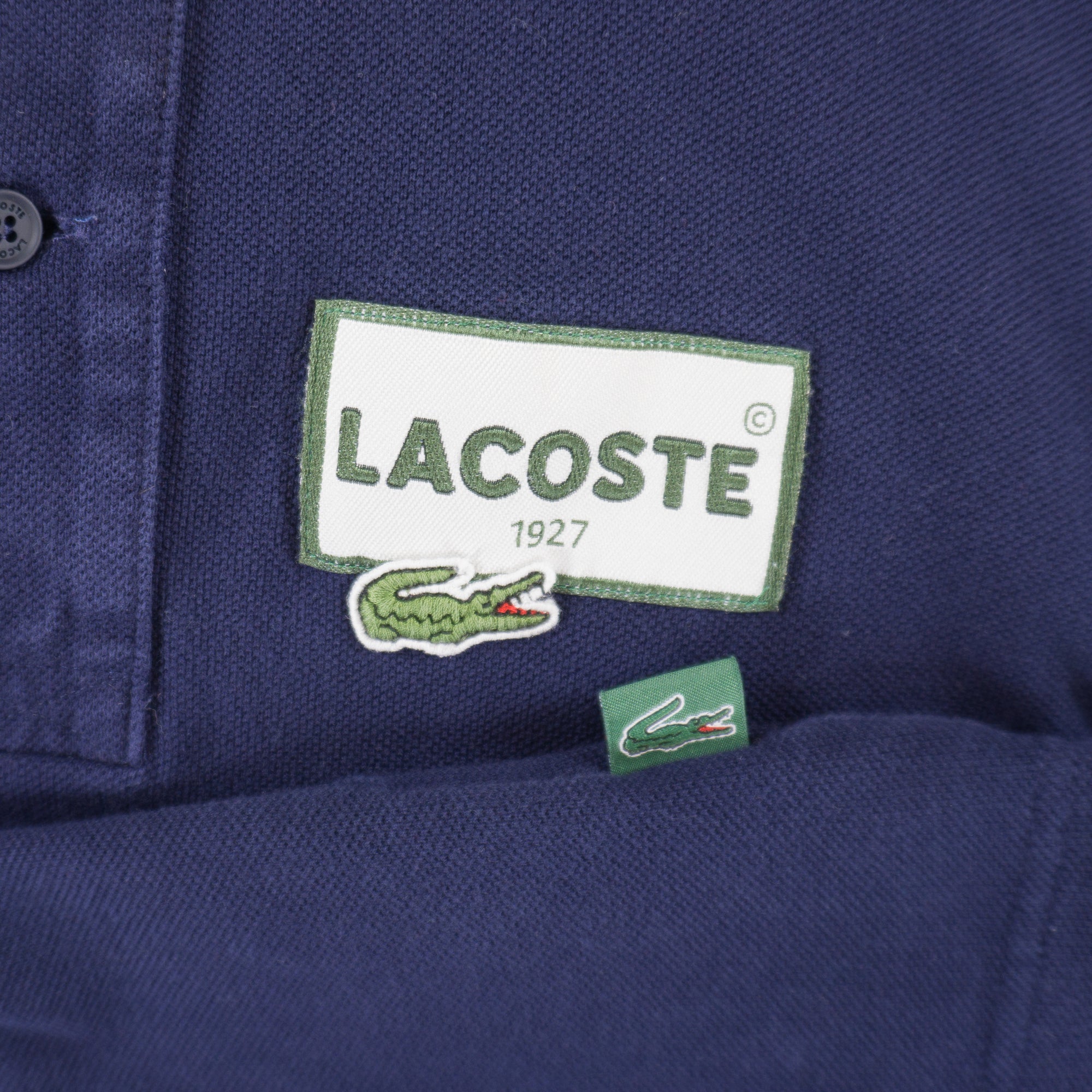 Lacoste Тъмно Синя Тениска с Яка и Бродирано Лого