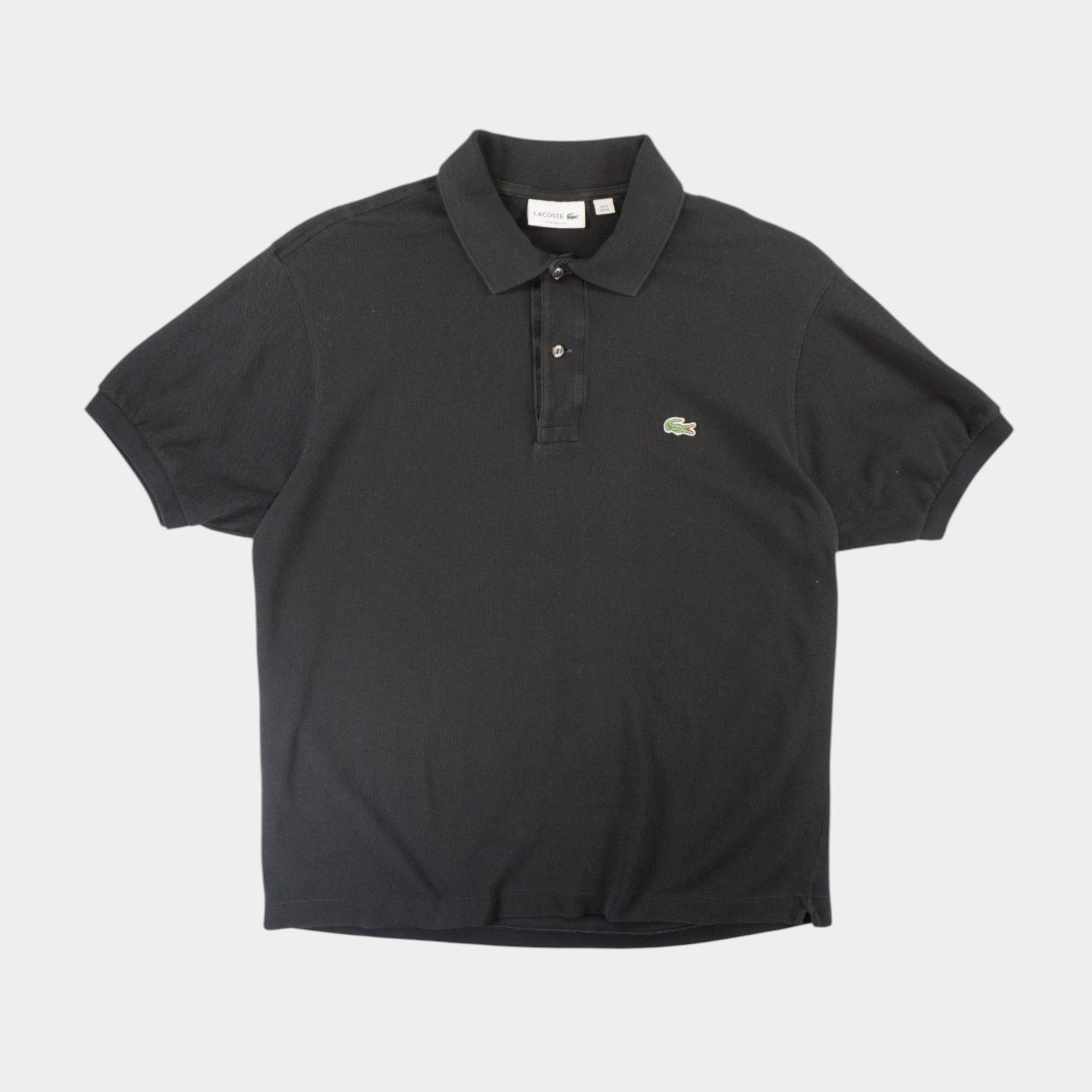 Lacoste Черна Тениска с Яка и Бродирано Лого