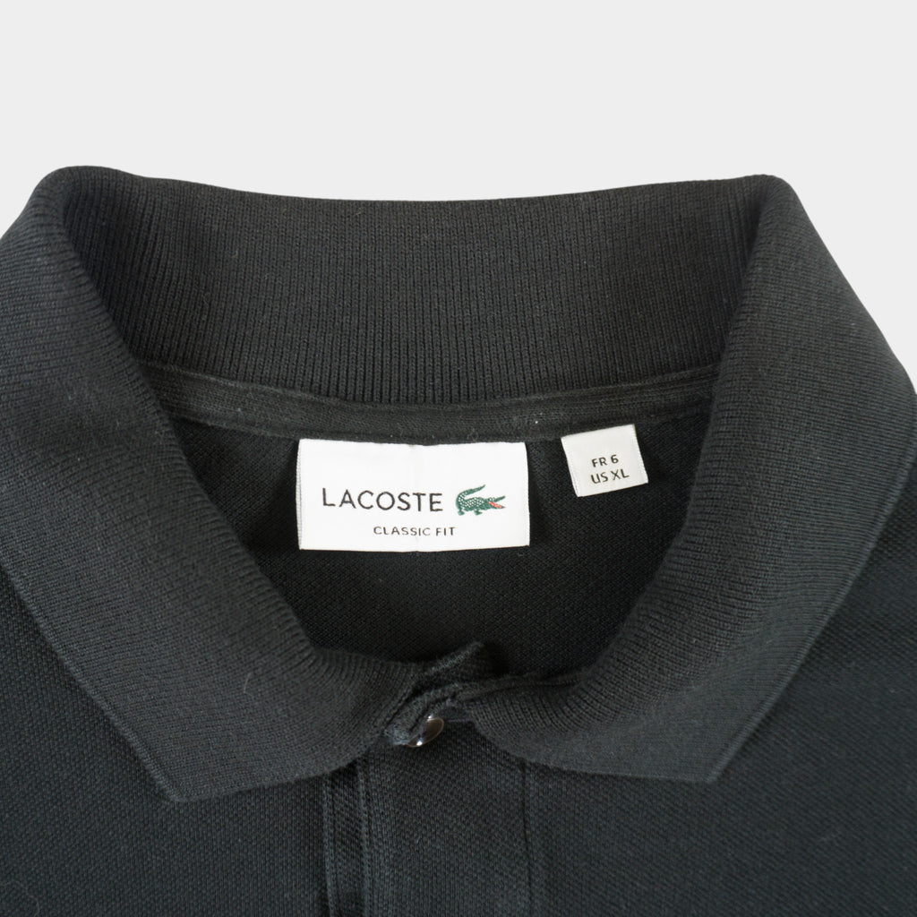 Lacoste Черна Тениска с Яка и Бродирано Лого