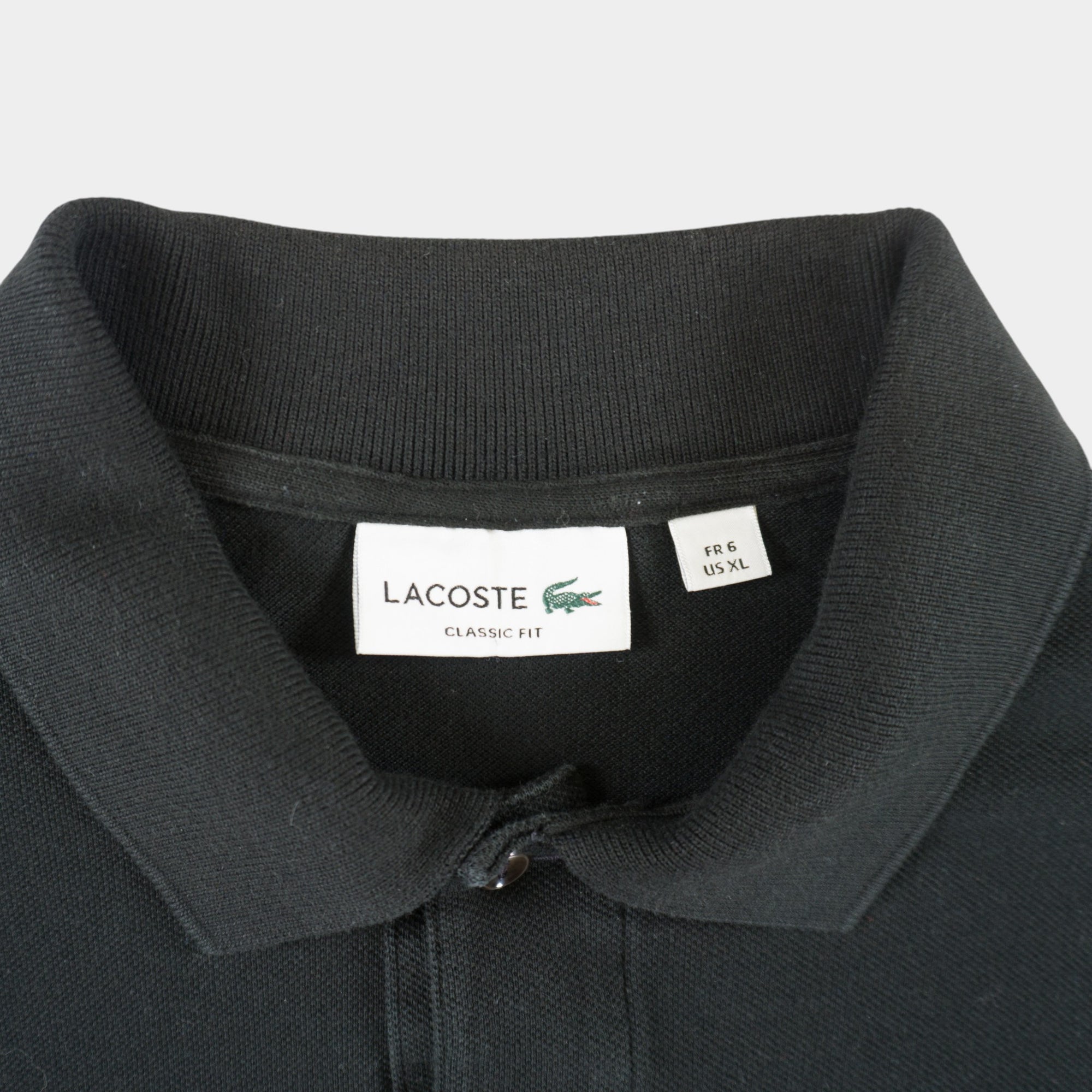 Lacoste Черна Тениска с Яка и Бродирано Лого