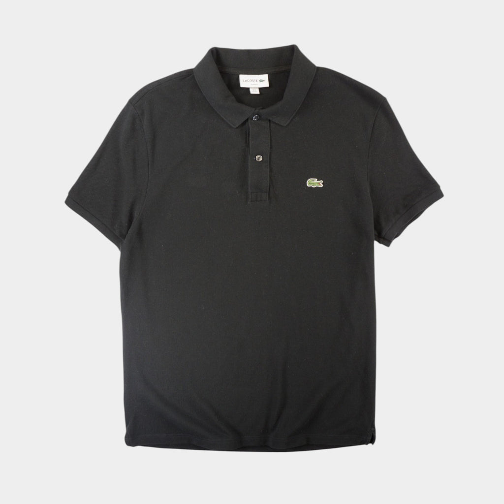 Lacoste Черна Тениска с Яка и Бродирано Лого