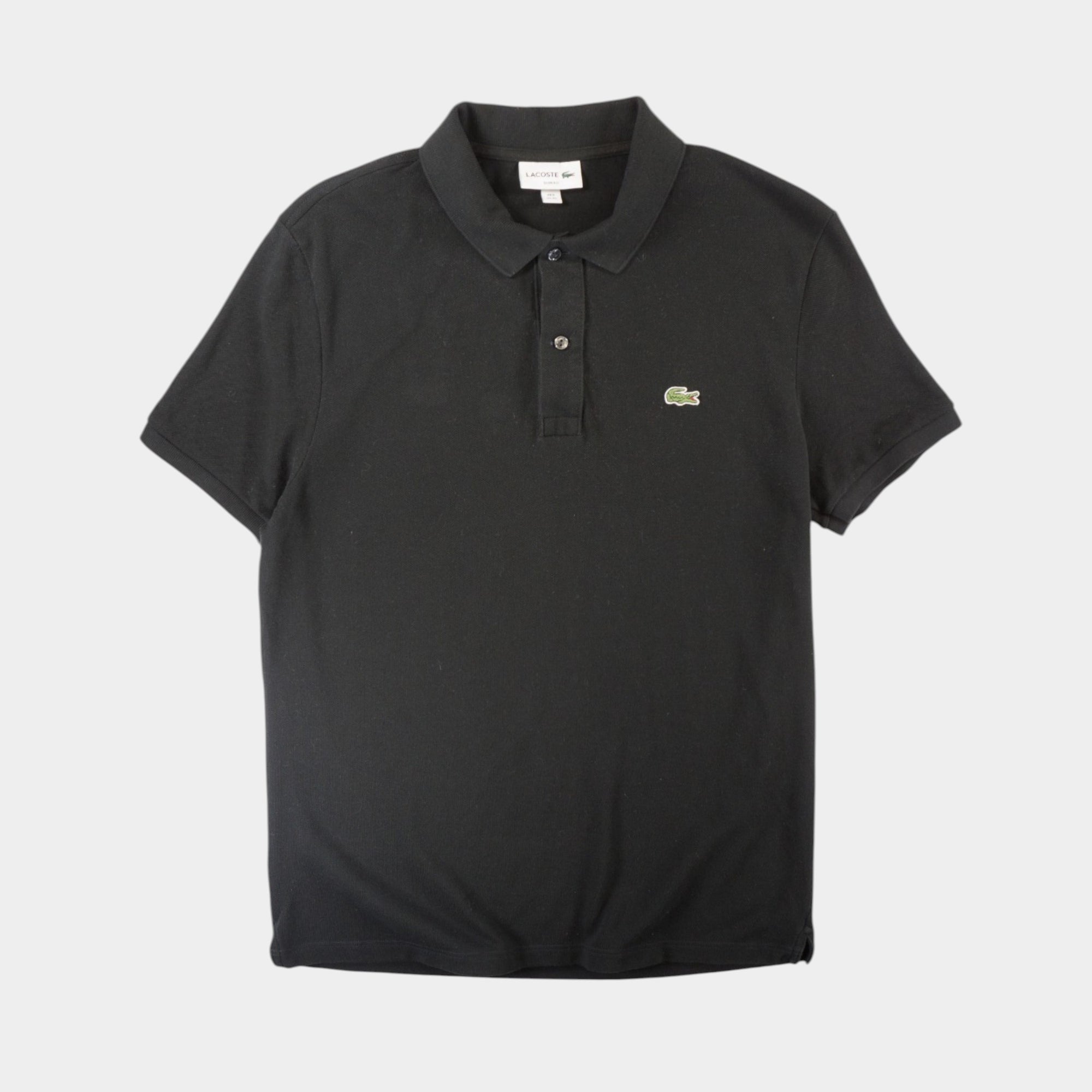 Lacoste Черна Тениска с Яка и Бродирано Лого