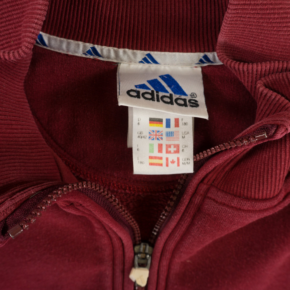 Adidas Винтидж 90-те Червена Блуза с Цип