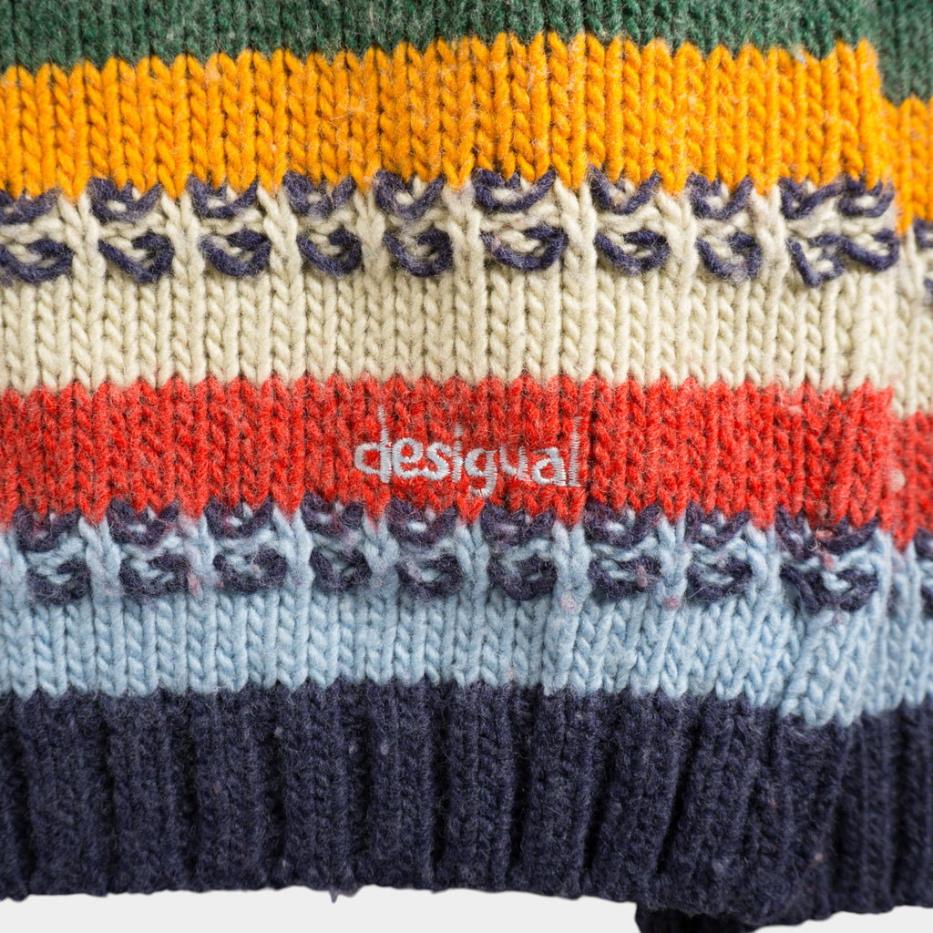 Desigual Винтидж 80-те Вълнен Раиран Пуловер
