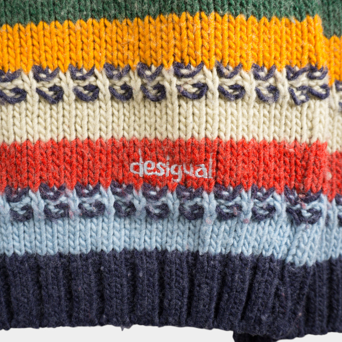 Desigual Винтидж 80-те Вълнен Раиран Пуловер