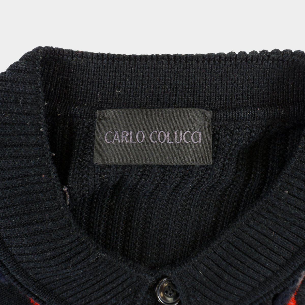 Carlo Colucci Винтидж 90-те 3D Knit Черен Пуловер