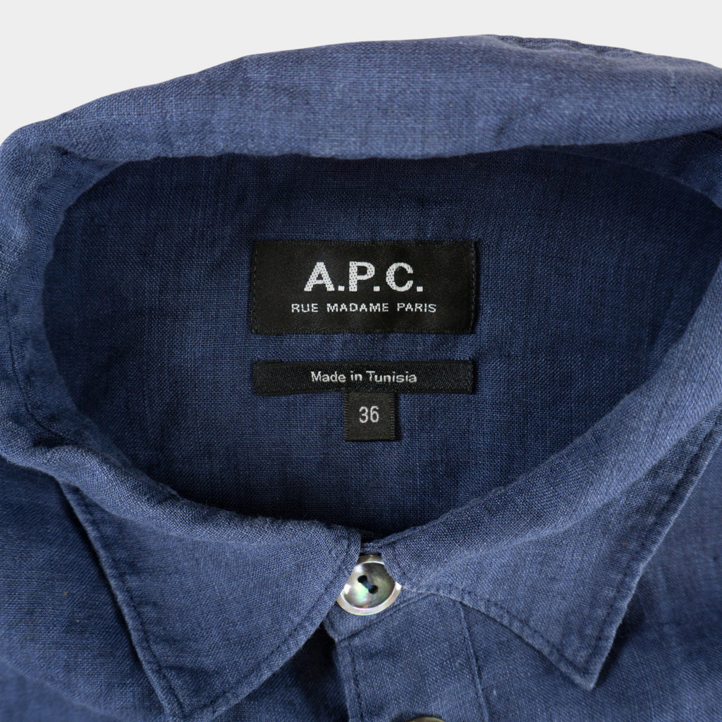 A.P.C Синя Ленена Риза с Дълъг Ръкав