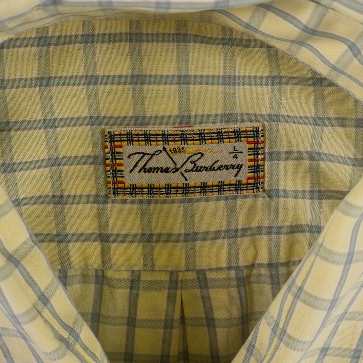 Thomas Burberry Карирана Жълта Риза с Къс Ръкав