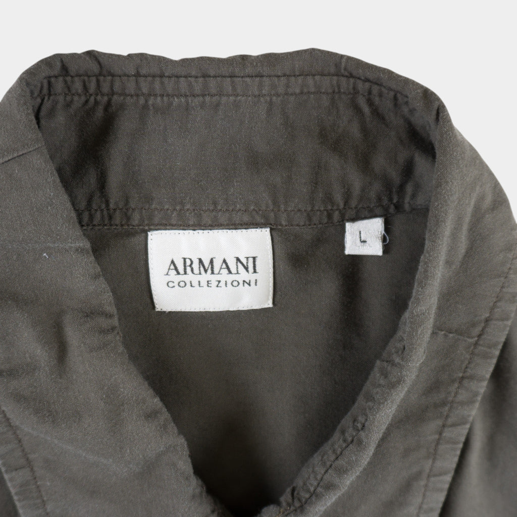 Armani Collezioni Винтидж Сива Риза с Дълъг Ръкав