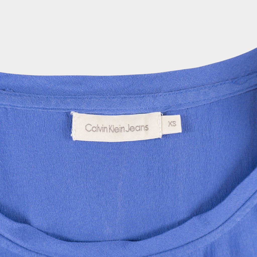 Calvin Klein Синя Копринена Тениска