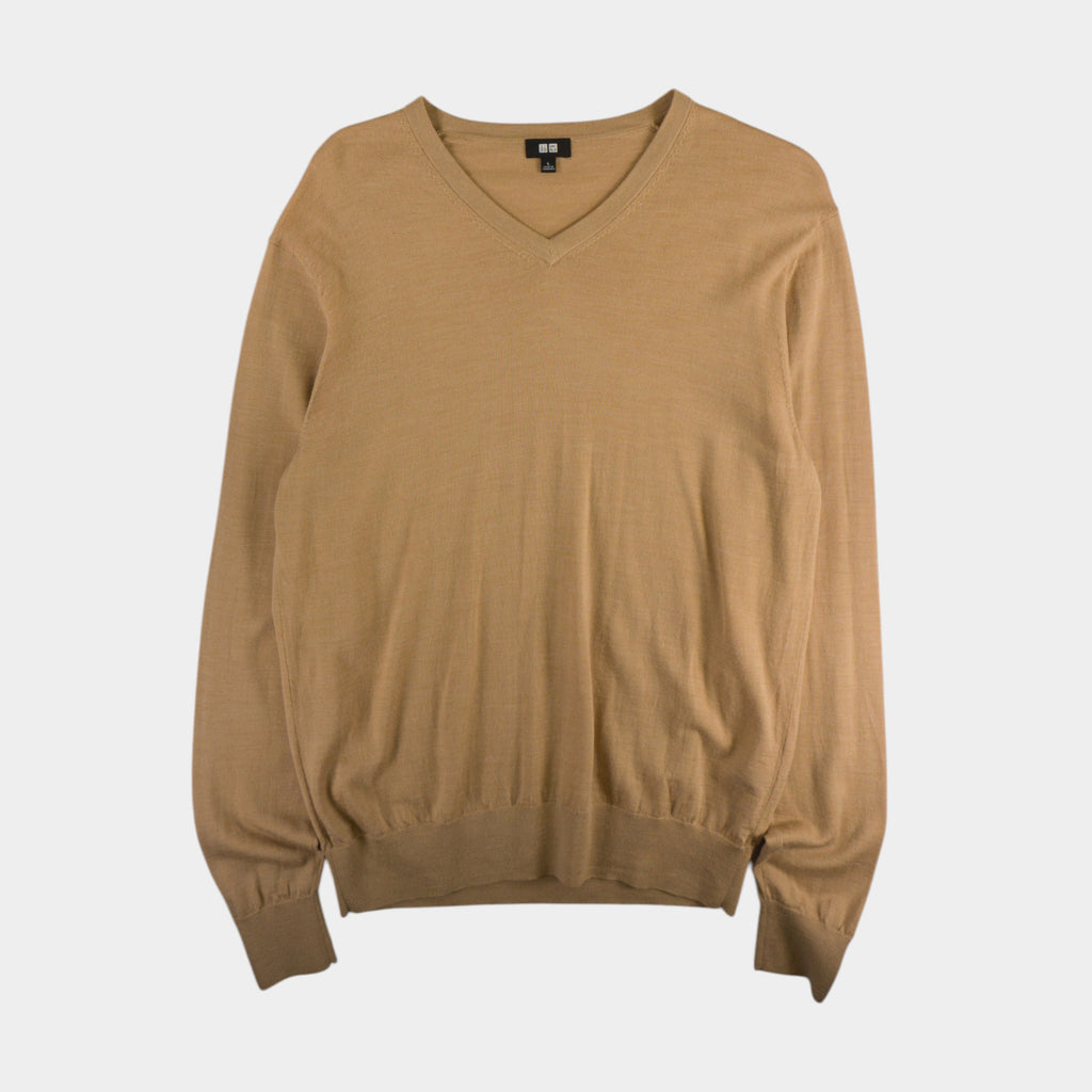 Uniqlo Бежов Вълнен Пуловер