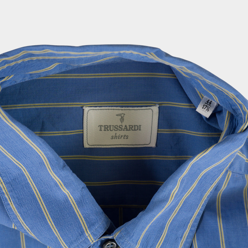 Trussardi Раирана Синя Риза с Дълъг Ръкав