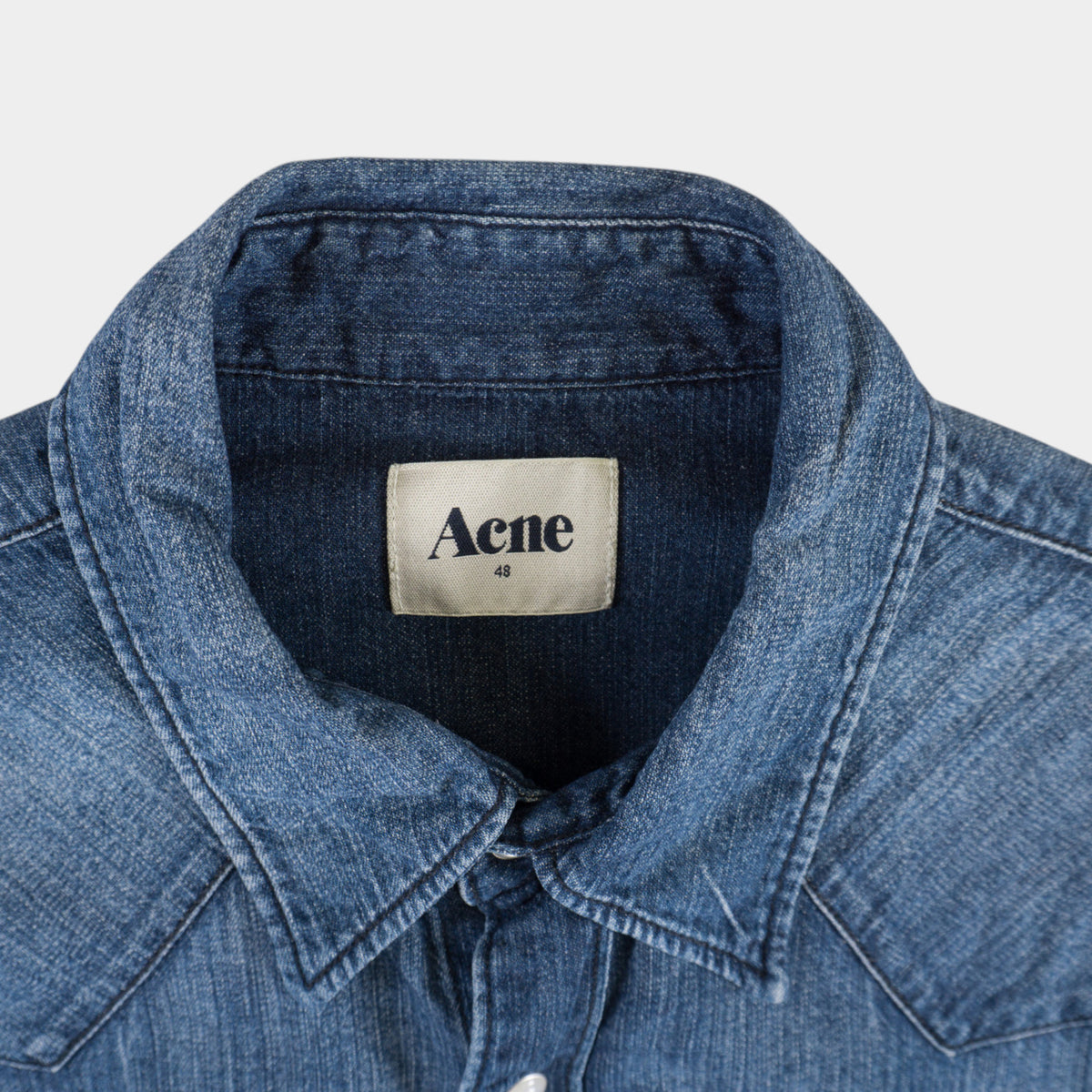 Acne Studios Дънкова Синя Риза с Дълъг Ръкав
