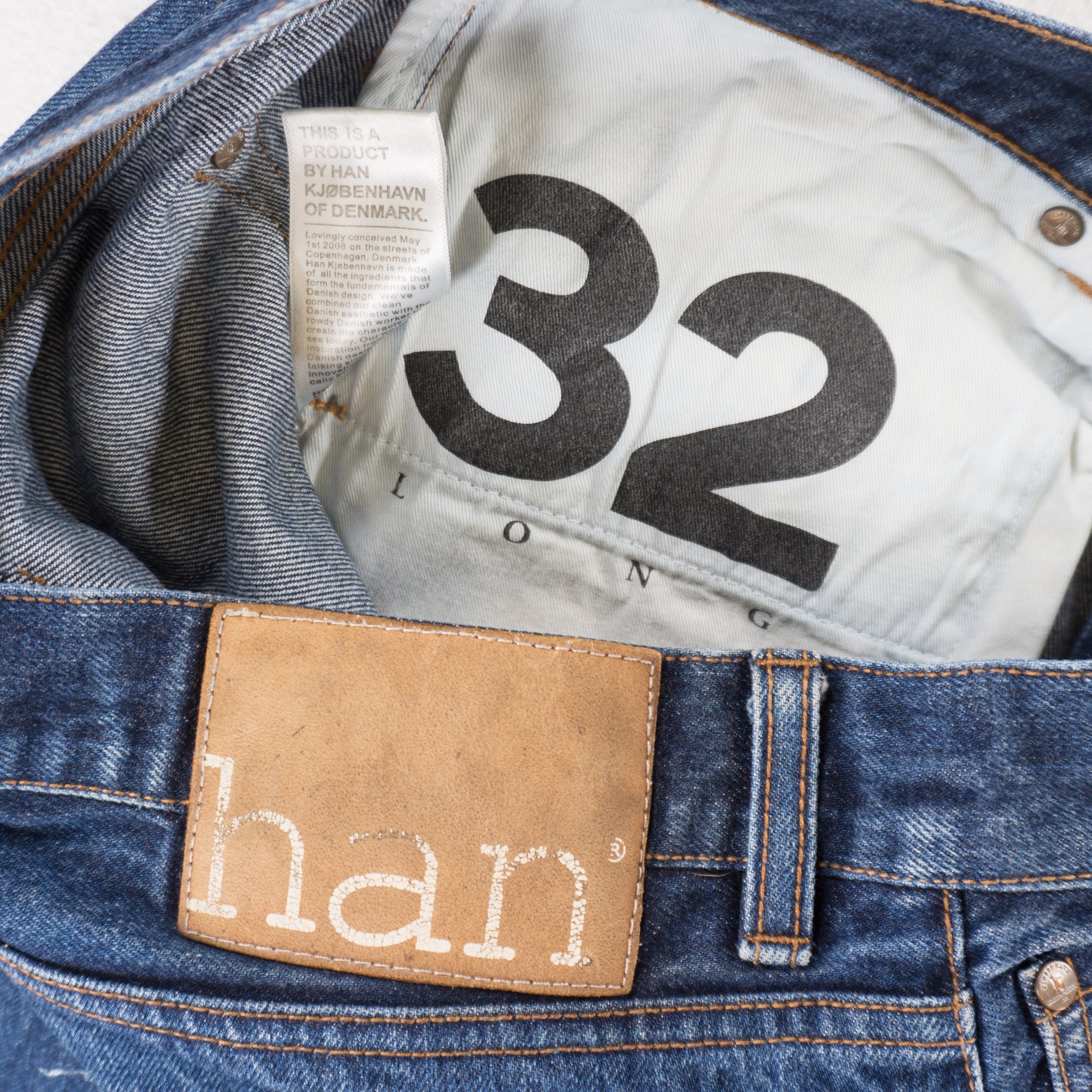 Han Kjobenhavn Сини Selvedge Дънки