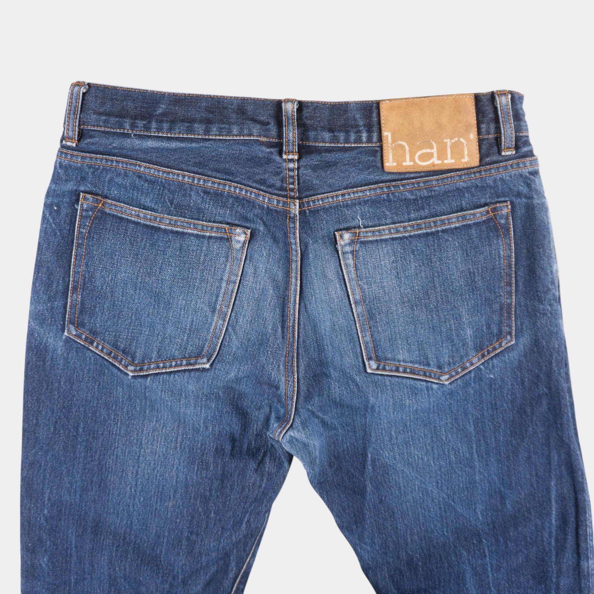 Han Kjobenhavn Сини Selvedge Дънки