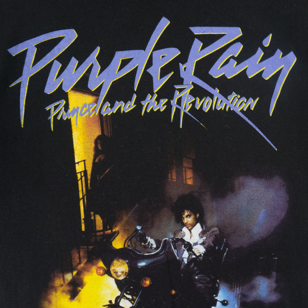 Prince Purple Rain Черна Тениска с Графика