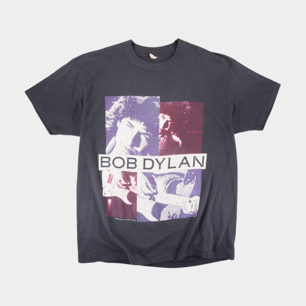 Bob Dylan Винтидж Сива Тениска Единичен Шев с Графика от 1988г