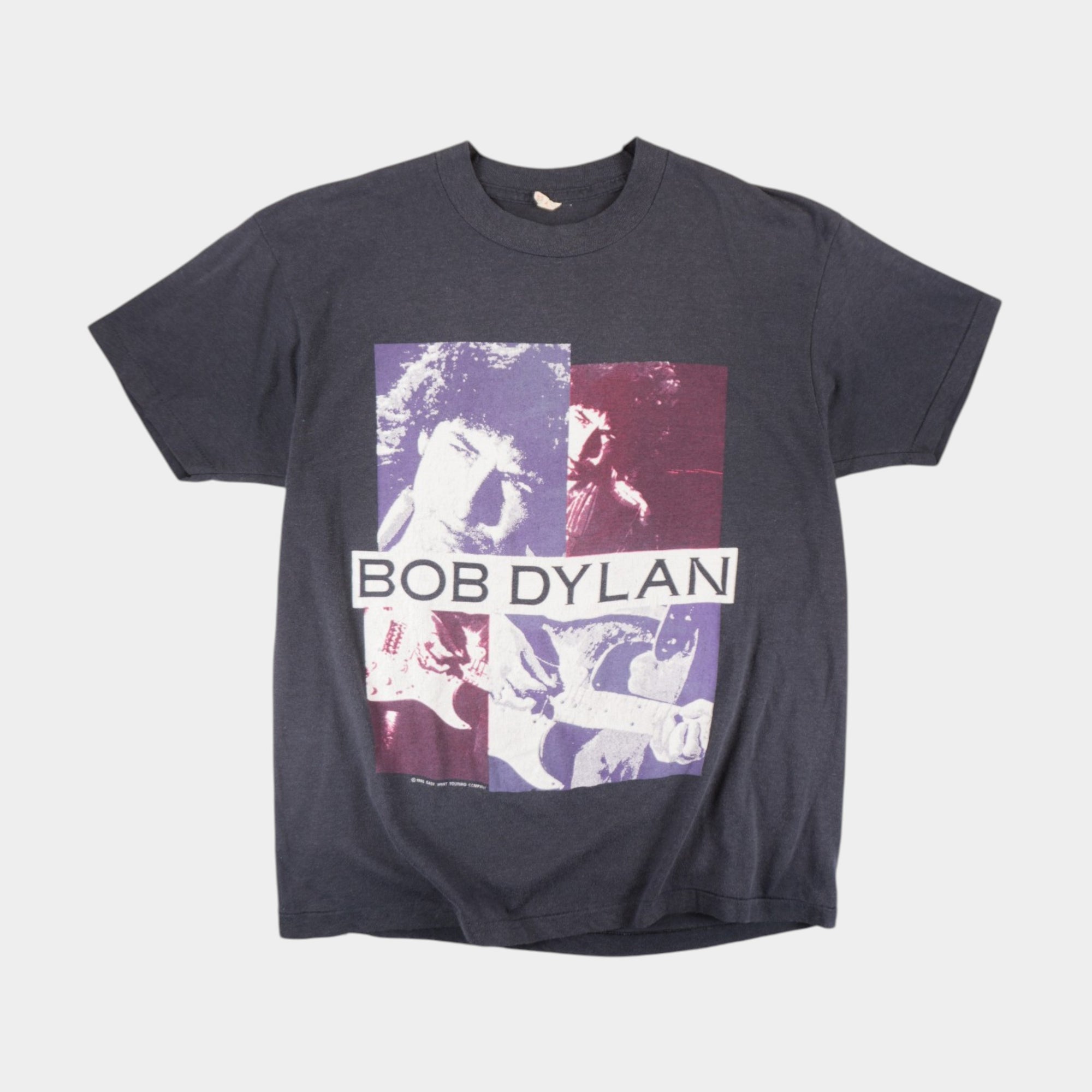 Bob Dylan Винтидж Сива Тениска Единичен Шев с Графика от 1988г