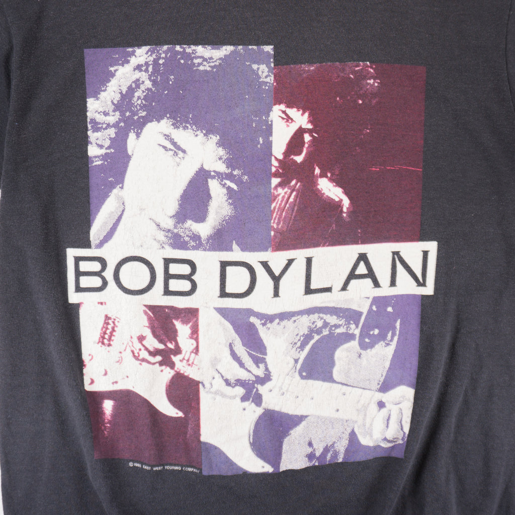 Bob Dylan Винтидж Сива Тениска Единичен Шев с Графика от 1988г