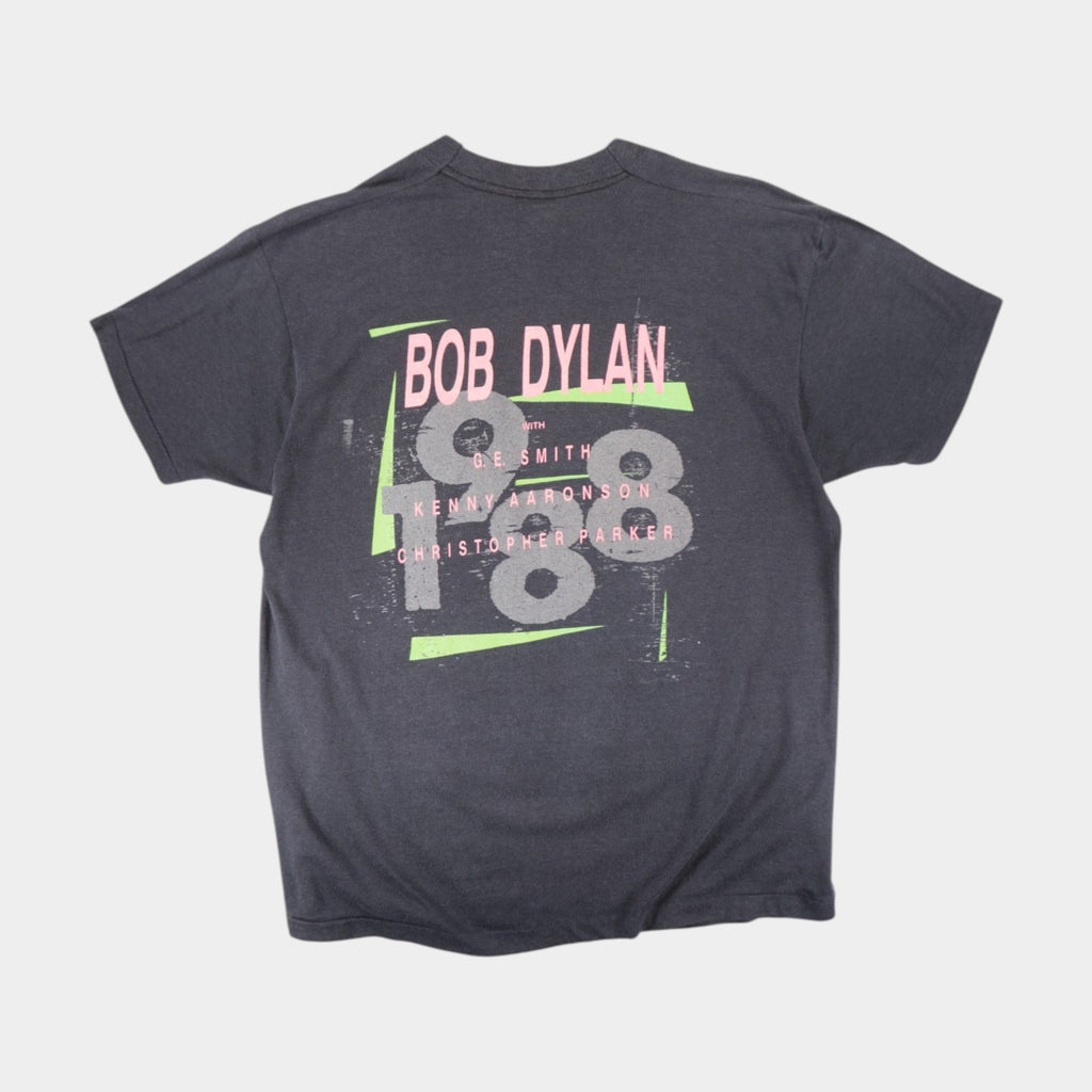 Bob Dylan Винтидж Сива Тениска Единичен Шев с Графика от 1988г
