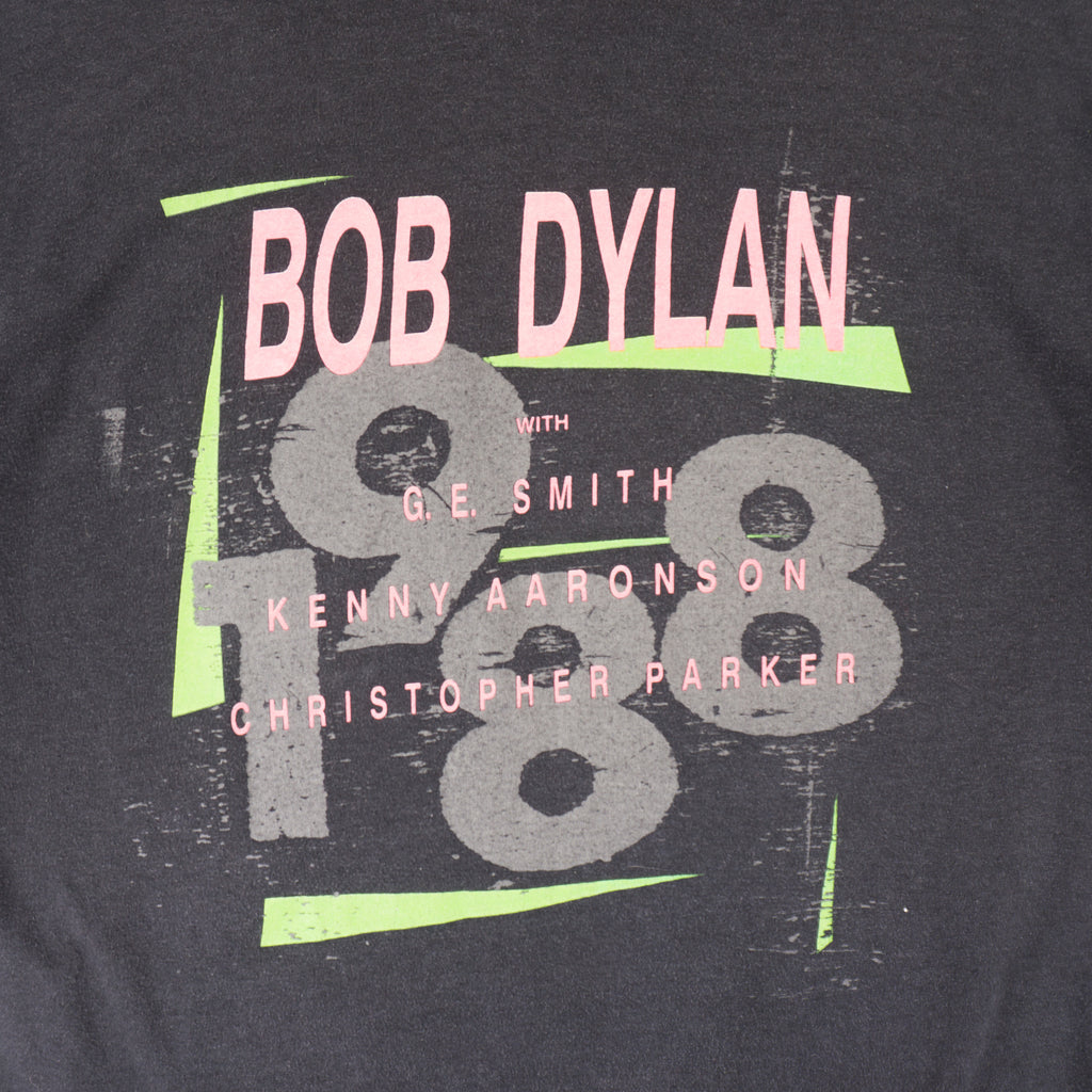 Bob Dylan Винтидж Сива Тениска Единичен Шев с Графика от 1988г