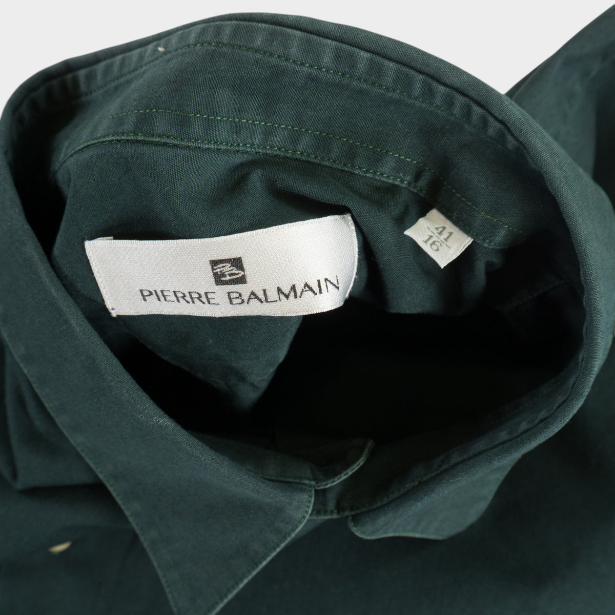 Pierre Balmain Винтидж 90-те Зелена Риза с Дълъг Ръкав