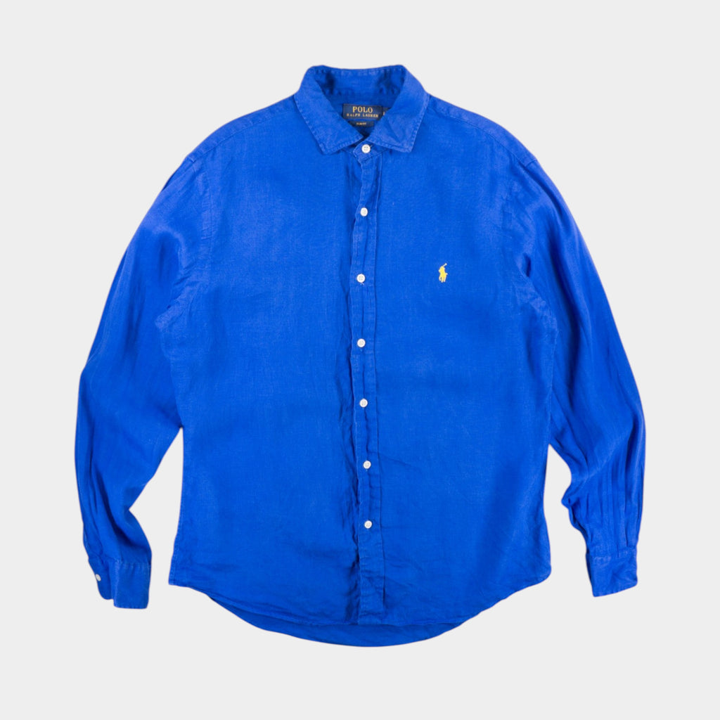 Polo Ralph Lauren Синя Ленена Риза с Дълъг Ръкав