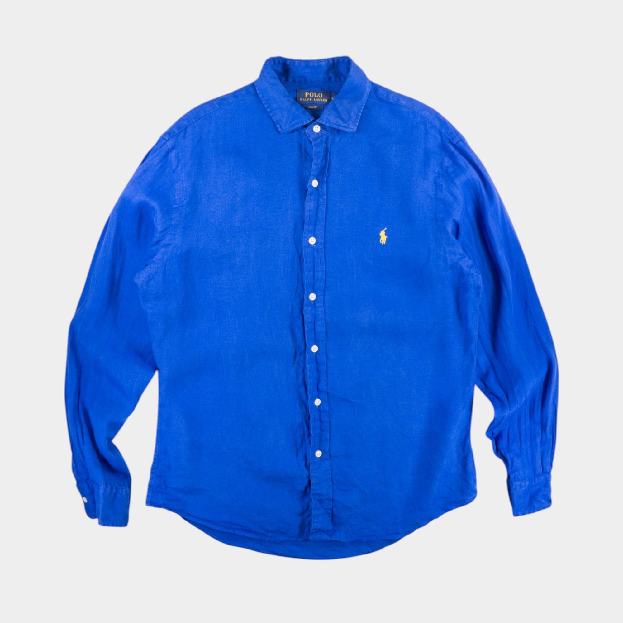 Polo Ralph Lauren Синя Ленена Риза с Дълъг Ръкав