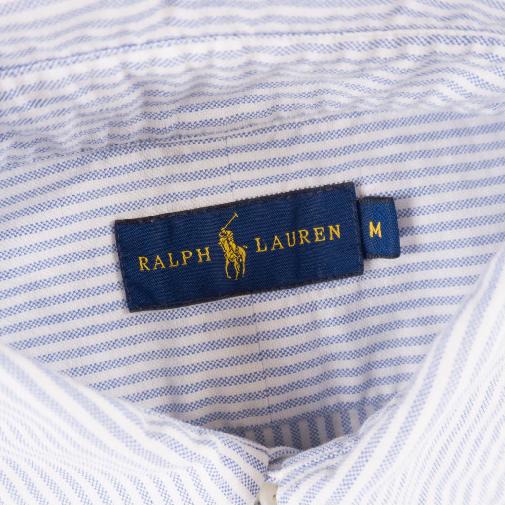 Ralph Lauren Синя Раирана Риза с Къс Ръкав