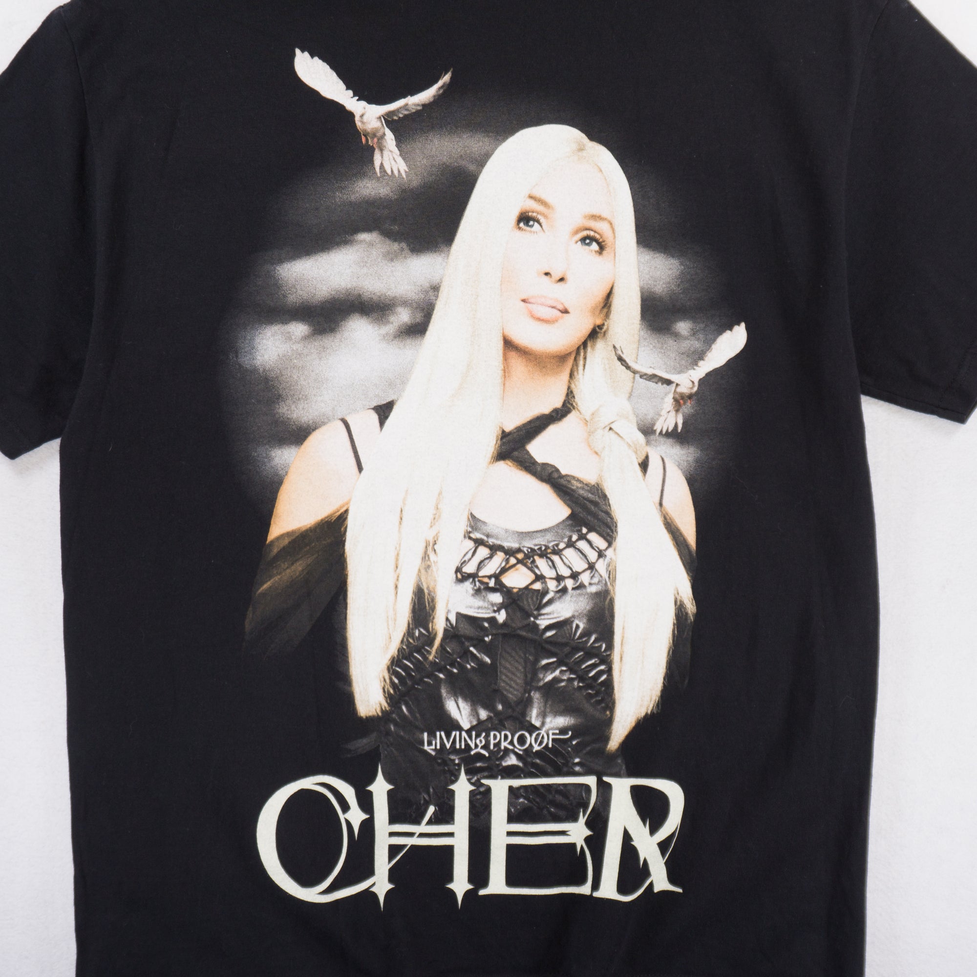 Cher Винтидж Черна Тениска с Графика