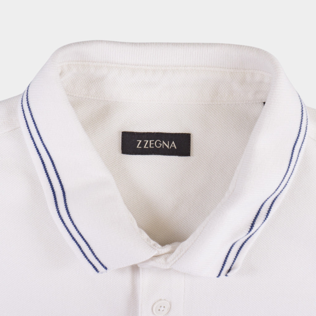 Z Zegna Бяла Тениска с Яка