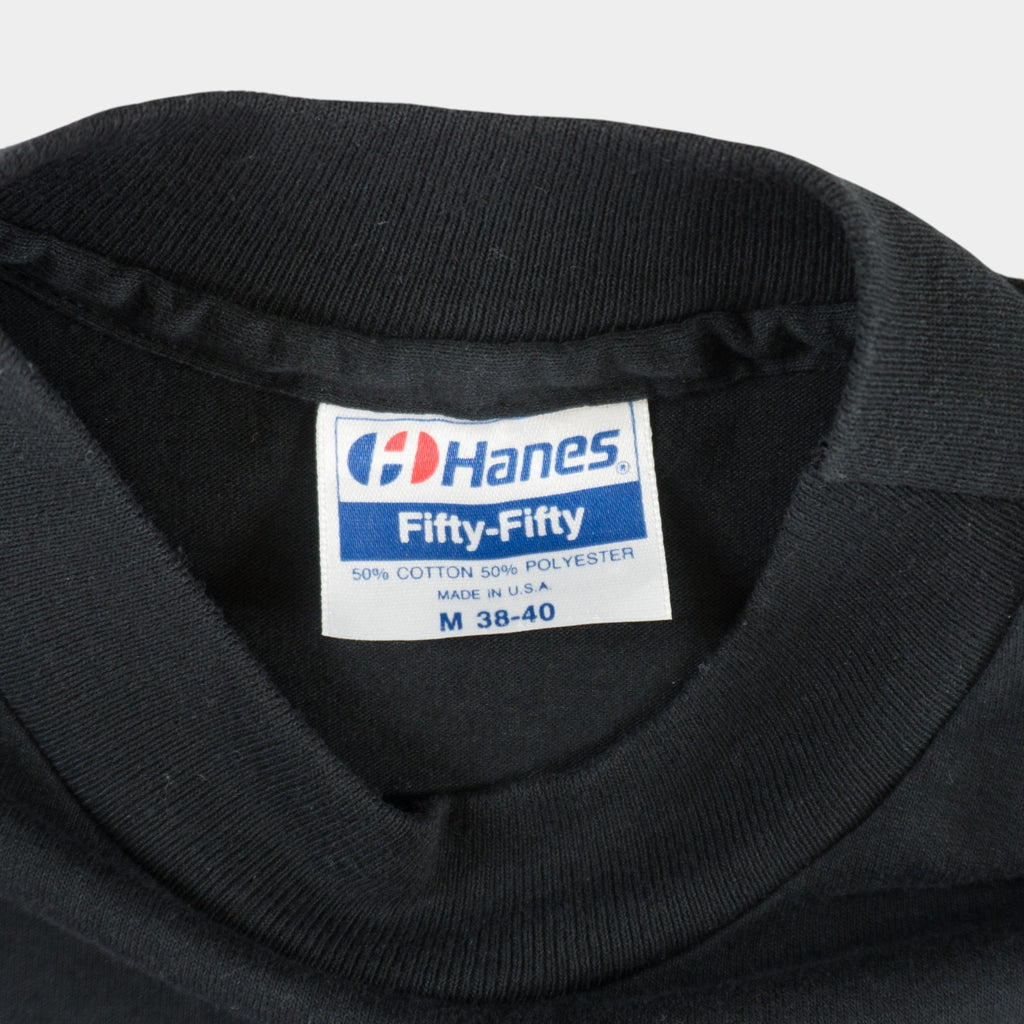 Hanes RTZ Club Tour '91 Винтидж Черна Тениска с Единичен Шев