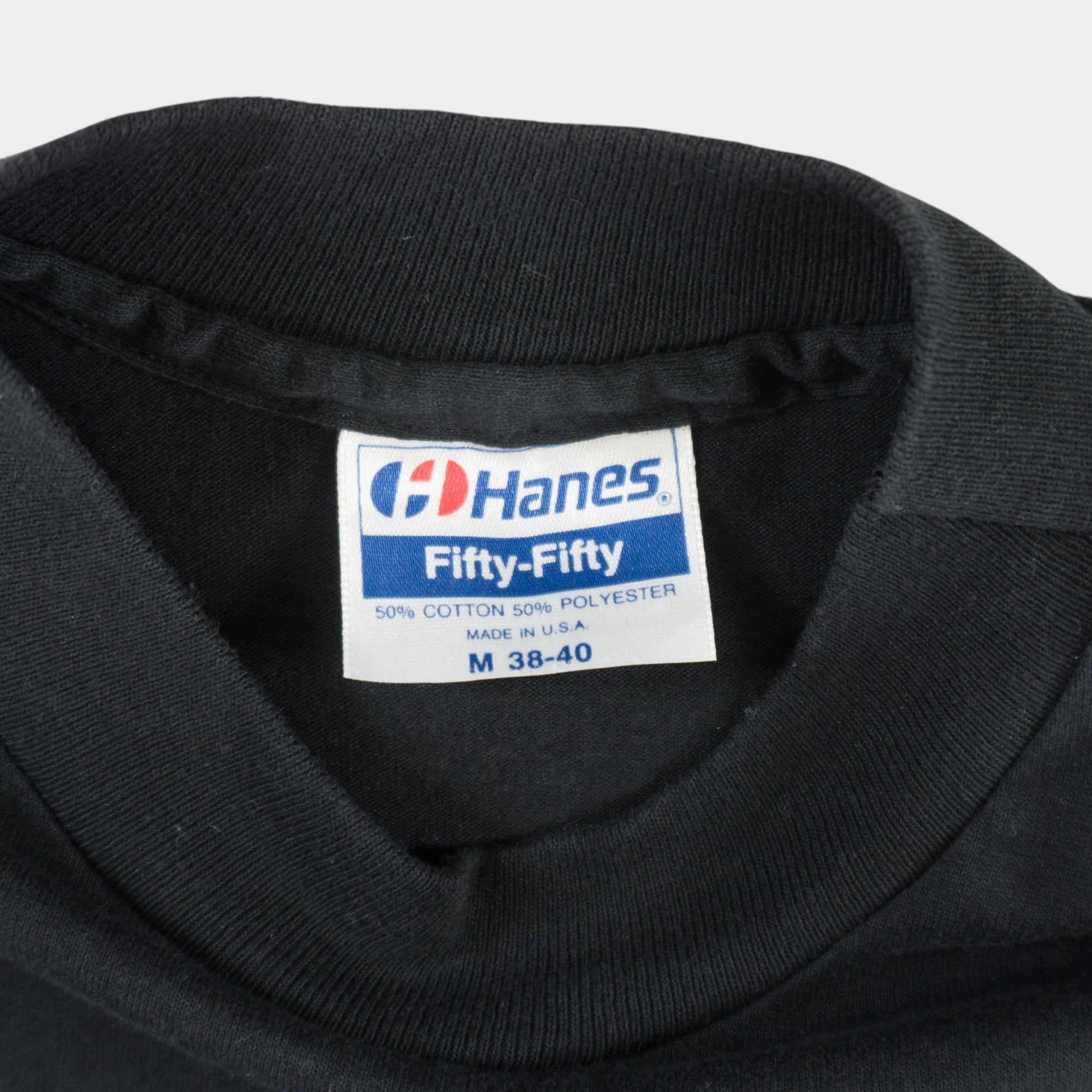 Hanes RTZ Club Tour '91 Винтидж Черна Тениска с Единичен Шев