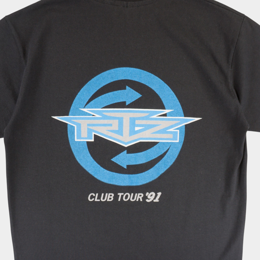 Hanes RTZ Club Tour '91 Винтидж Черна Тениска с Единичен Шев