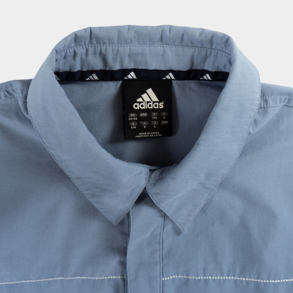 Adidas Винтидж Синя Риза с Къс Ръкав
