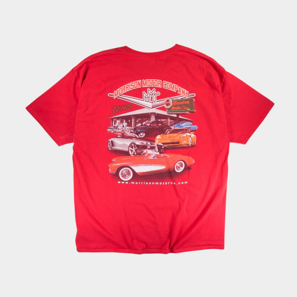 Hanes Morrison Motor Company Червена Тениска с Графика