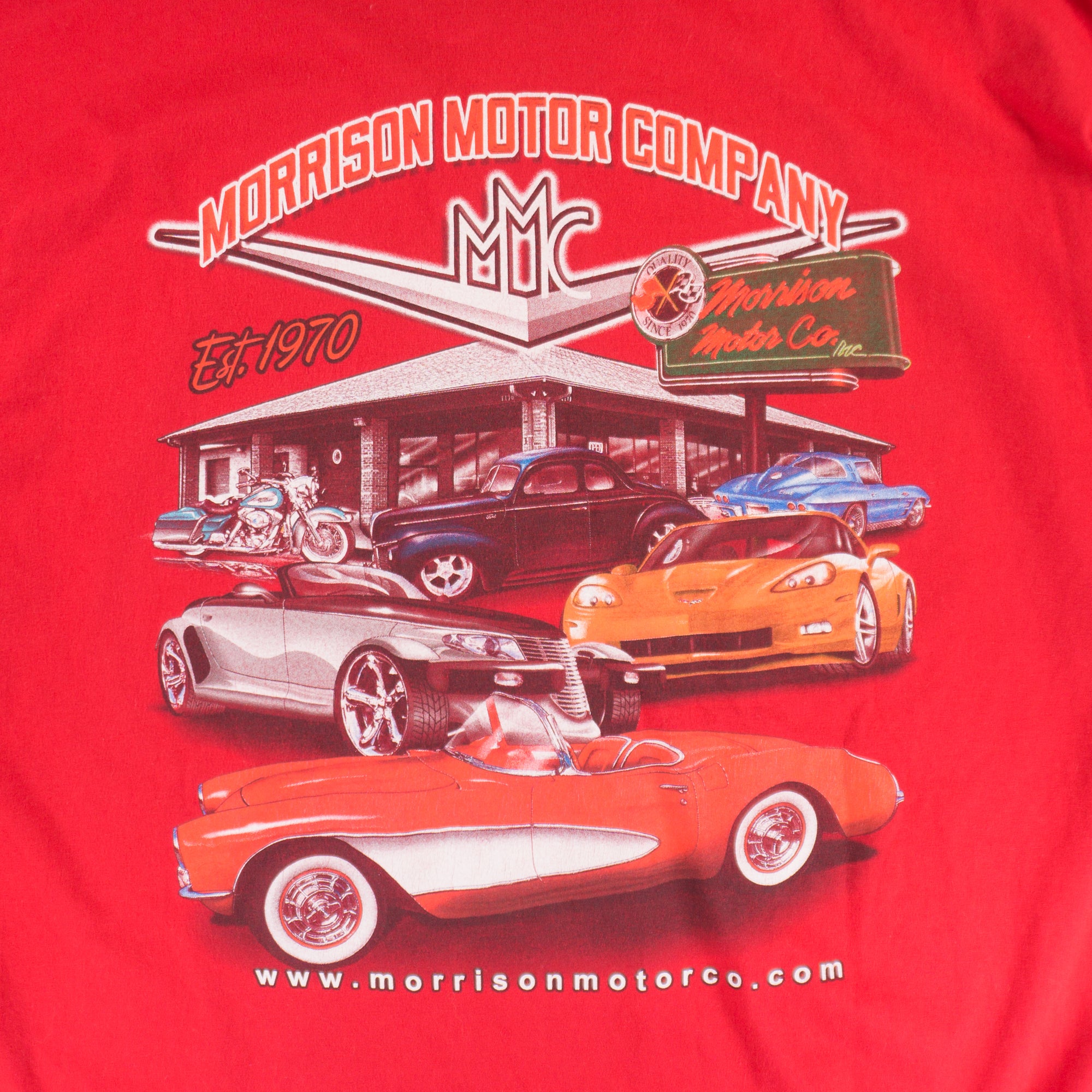 Hanes Morrison Motor Company Червена Тениска с Графика