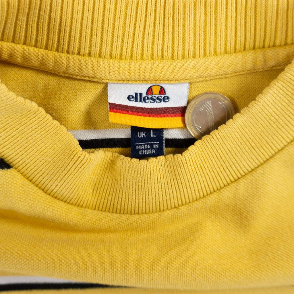 Ellesse Раирана Жълта Тениска